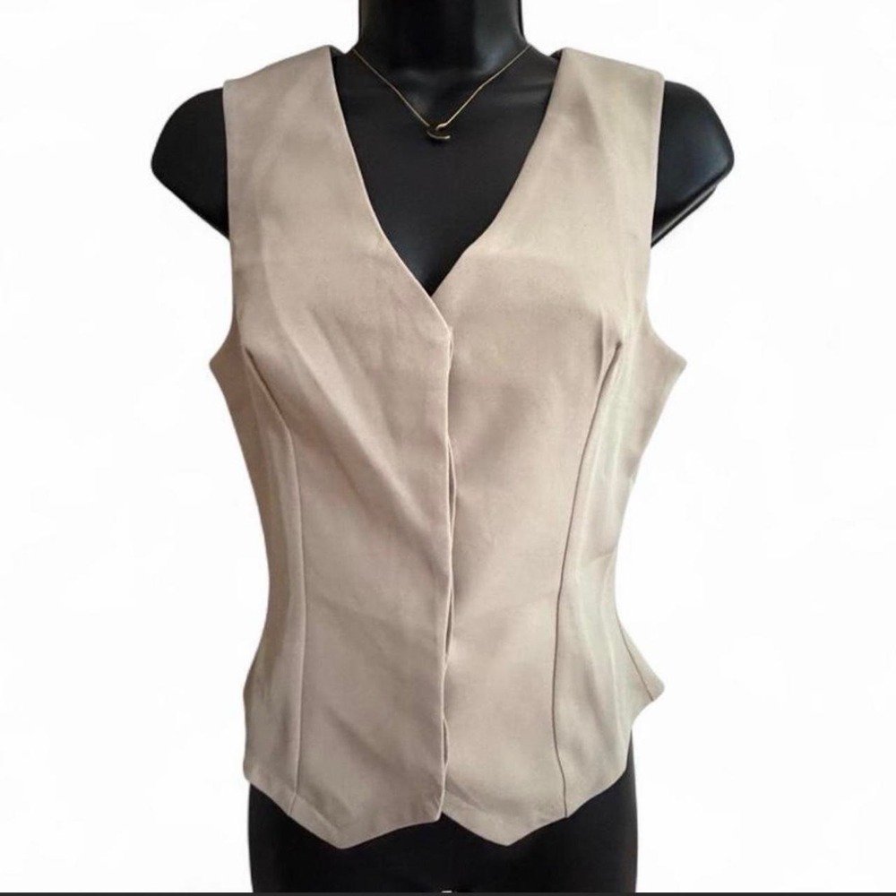 Boohoo Office Siren Cream Tailored Hidden Button Suit Vest Waistcoat Top